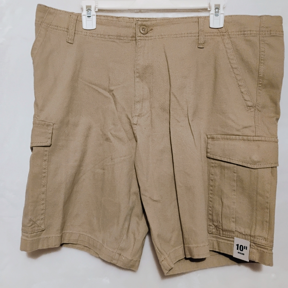 George Mens Cargo Shorts At The Knee Sz 38 Khaki Tan Brown 10" Inseam NWT NEW D